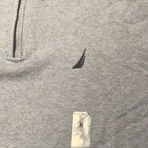NEW Nautica Sweater Men Medium Blue Navtech 1/4 Zip Long Sleeve Pullover NWT - Picture 9 of 14